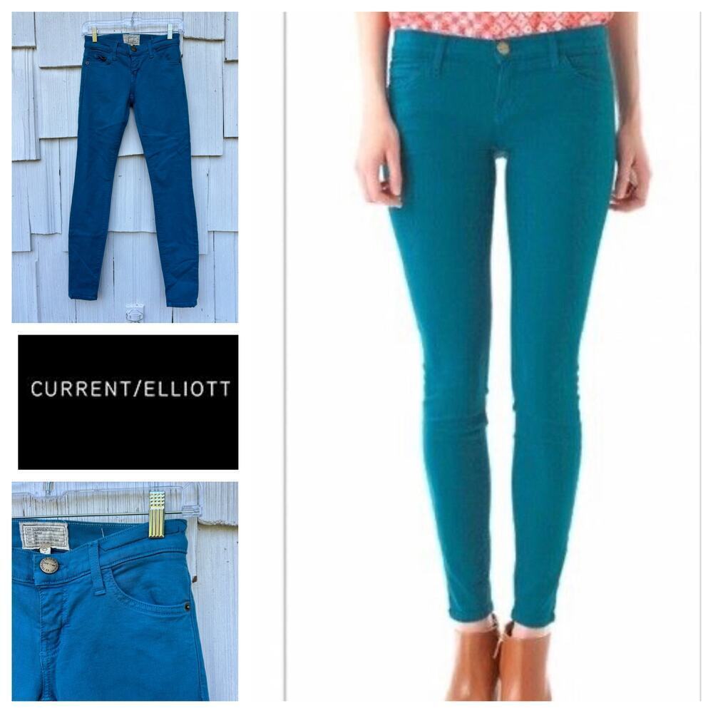 Current/Elliott The Ankle Skinny Blue Canteen Cotton Blend Denim Size 24 NWT